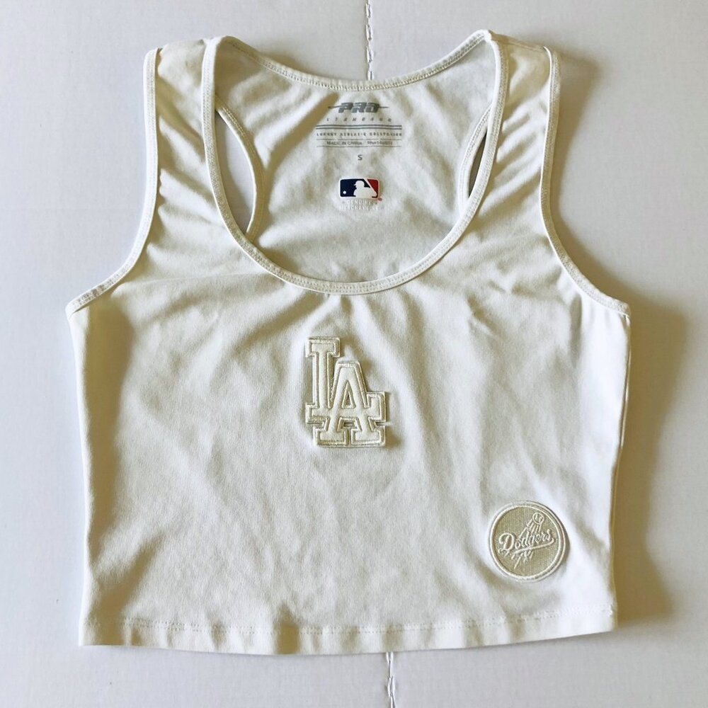 Los Angeles Dodgers PRO Tank Top Cropped Cream White Size S MLB Official Goods